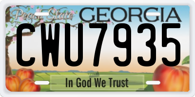 GA license plate CWU7935