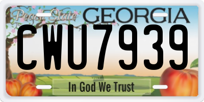 GA license plate CWU7939
