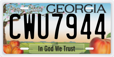 GA license plate CWU7944