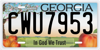GA license plate CWU7953
