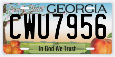 GA license plate CWU7956