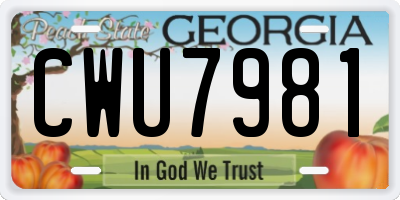 GA license plate CWU7981