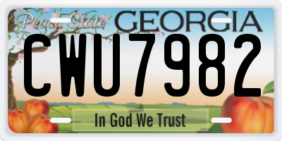 GA license plate CWU7982