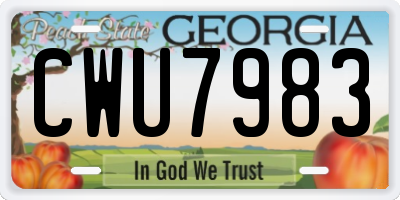 GA license plate CWU7983