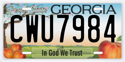 GA license plate CWU7984