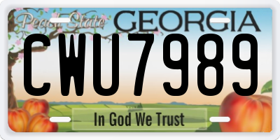 GA license plate CWU7989