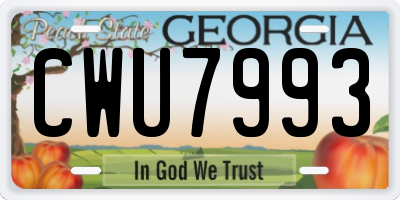 GA license plate CWU7993