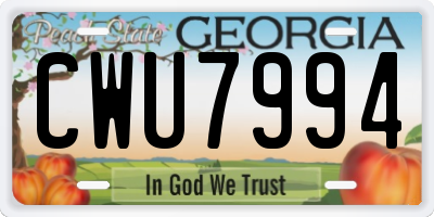 GA license plate CWU7994