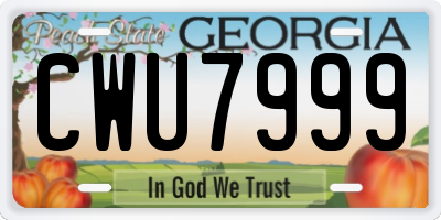 GA license plate CWU7999