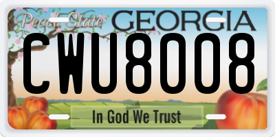 GA license plate CWU8008