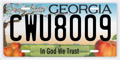 GA license plate CWU8009