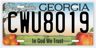 GA license plate CWU8019