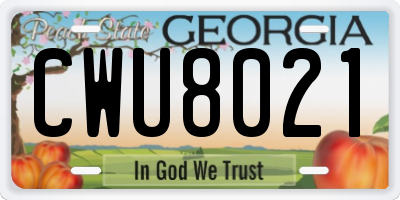 GA license plate CWU8021