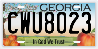 GA license plate CWU8023