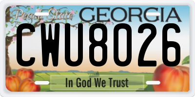 GA license plate CWU8026