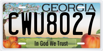 GA license plate CWU8027