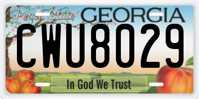 GA license plate CWU8029