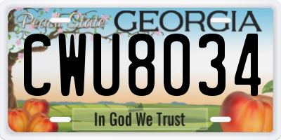 GA license plate CWU8034