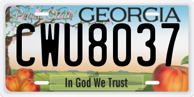 GA license plate CWU8037