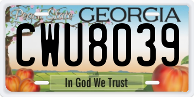 GA license plate CWU8039