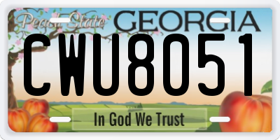 GA license plate CWU8051