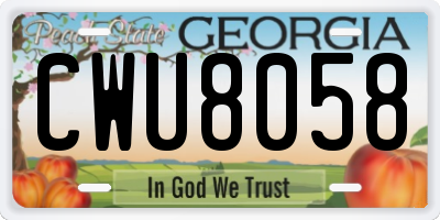 GA license plate CWU8058