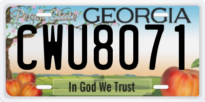 GA license plate CWU8071