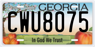 GA license plate CWU8075