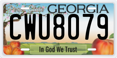 GA license plate CWU8079