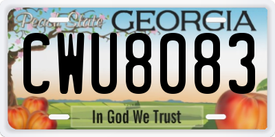 GA license plate CWU8083