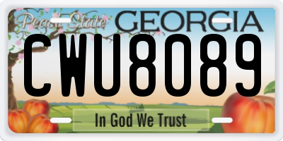 GA license plate CWU8089