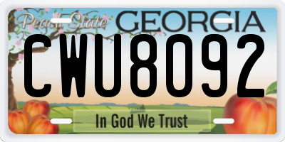 GA license plate CWU8092
