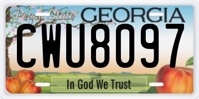 GA license plate CWU8097