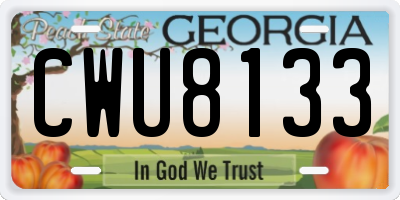 GA license plate CWU8133