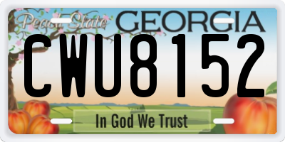GA license plate CWU8152