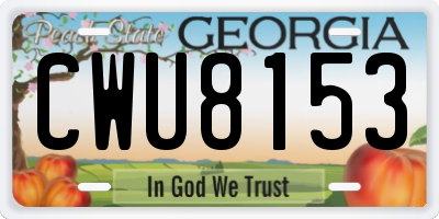 GA license plate CWU8153