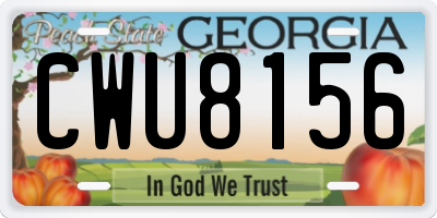 GA license plate CWU8156