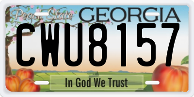 GA license plate CWU8157