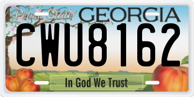 GA license plate CWU8162