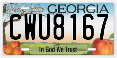 GA license plate CWU8167