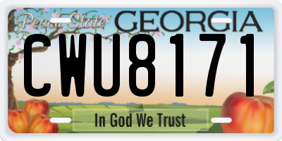 GA license plate CWU8171