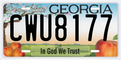 GA license plate CWU8177