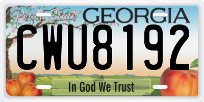 GA license plate CWU8192
