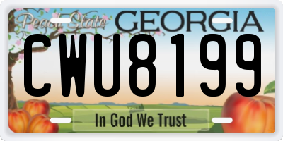 GA license plate CWU8199