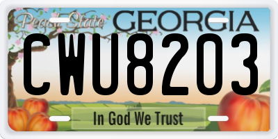 GA license plate CWU8203