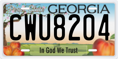 GA license plate CWU8204