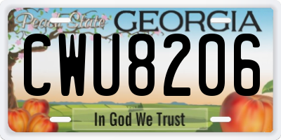 GA license plate CWU8206