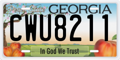 GA license plate CWU8211