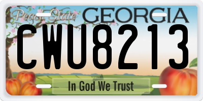 GA license plate CWU8213