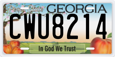 GA license plate CWU8214
